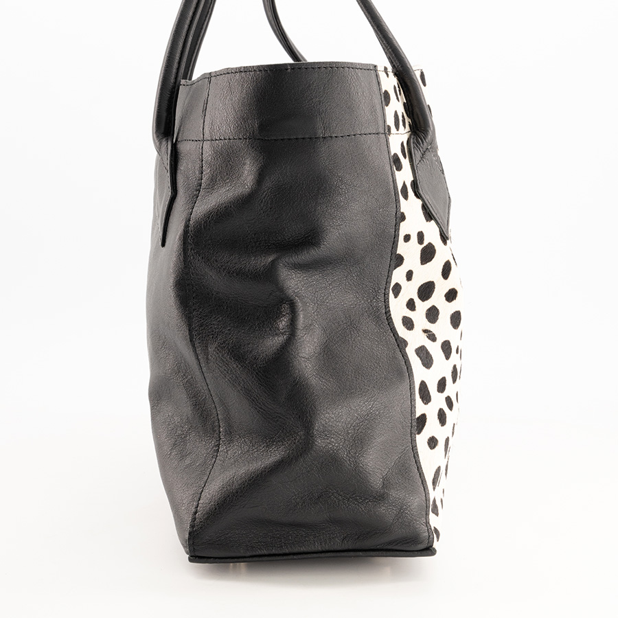 Shopper Black and Snow leopard print Nickel-4-RAW-1