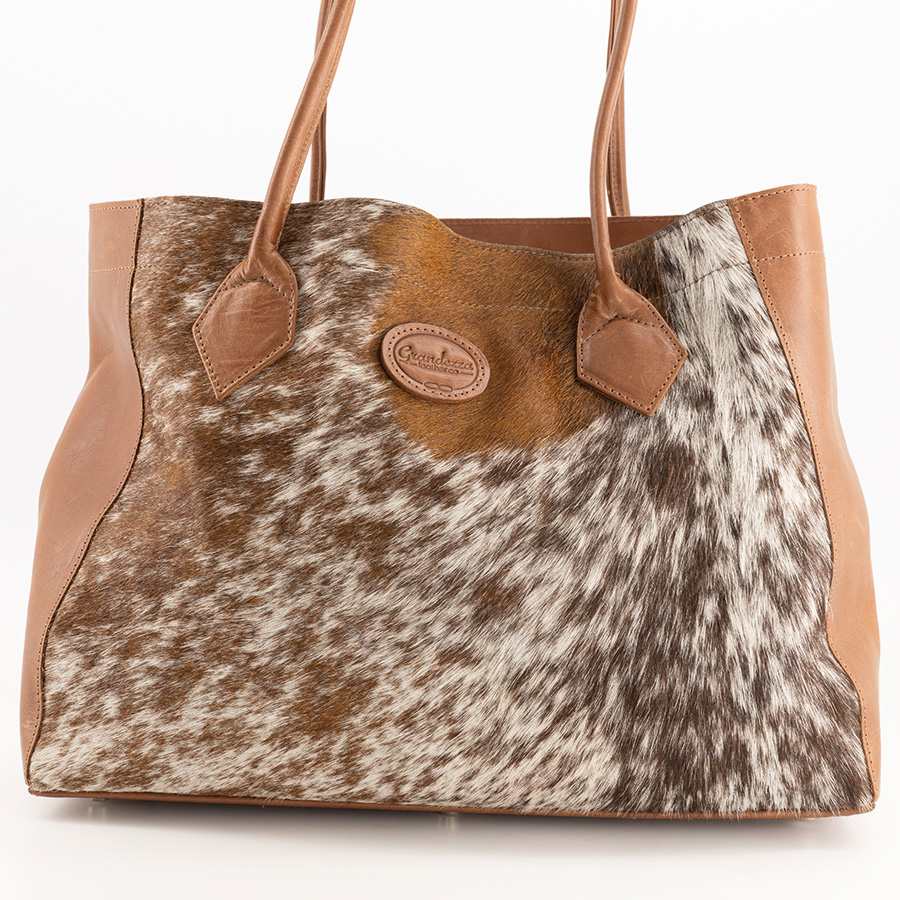Shopper medium Nguni and eco tan Nickel-Side-RAW-1
